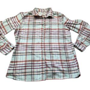 Woolrich Flannel Shirt Women's Large Pemberton Long Sleeve Button Up Plaid